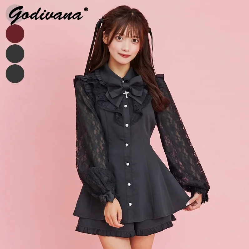 

Clearance Sale！！japanese Style SC Clothing Set Girls Women's Sweet Bow Lolita Dress Top and Skirt Suit Outfits