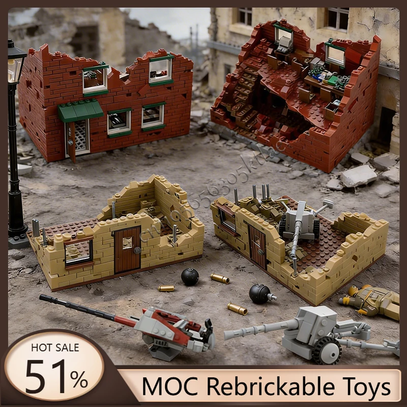 

Новая серия MOC WW2: Военные конструкции, руины, модели домов, DIY-наборы для сборки, коллекционные строительные блоки, игрушки-конструкторы, подарки