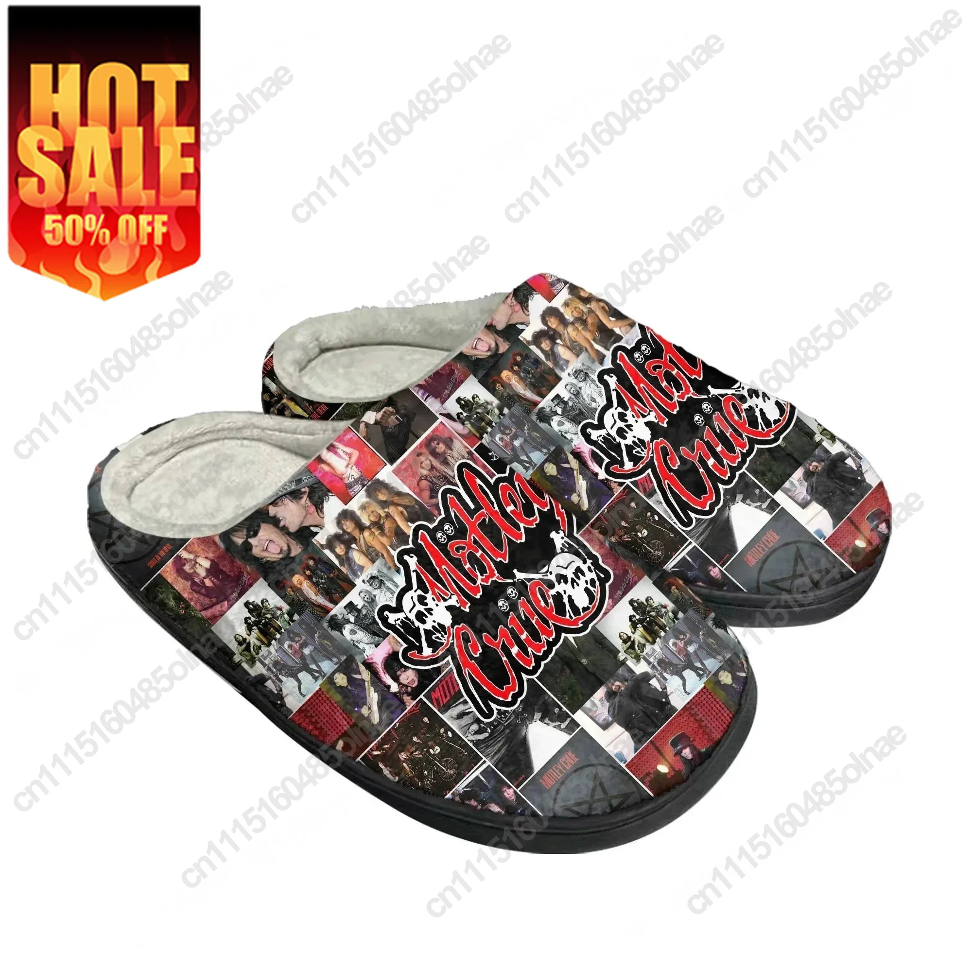 Hot Band 80S Metal Vintage Home Cotton Slippers Mens Womens Crue Motley Plush Bedroom Casual Keep Warm Shoes Tailor Made Slipper