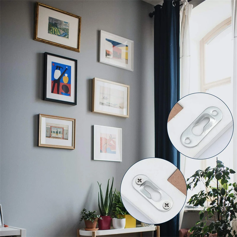 10PCS Metal Keyhole Picture Hanger Fasteners Hardware For Photo Frame Hooks Furniture Cabinet Accessory