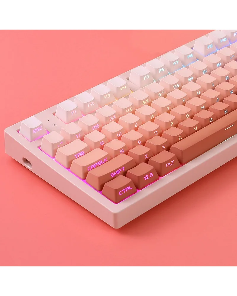 Keycap OEM Impregnated PBT Positive Engraving 64/68/84/87/98 Keycap Blush Mist Blue Side Engraving Gradually change