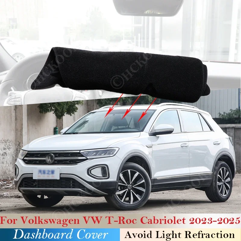 Schutz-Armaturenbrett-Abdeckung für Volkswagen VW T-Roc Cabriolet 2023 - 2025 Auto Rutschfeste Matte Sonnenschutz Dashmat Teppich Zubehör