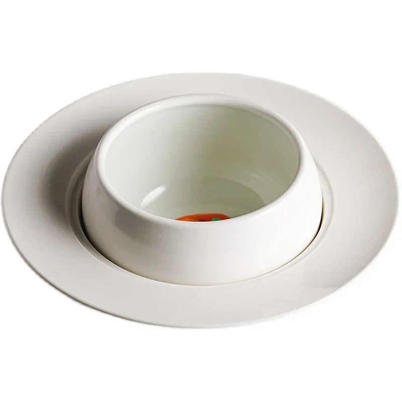 

Nordic Ceramic Plate Flying Saucer Shaped Dessert Hotel Restaurant Main Dish Home Kitchen Solid Color Tableware