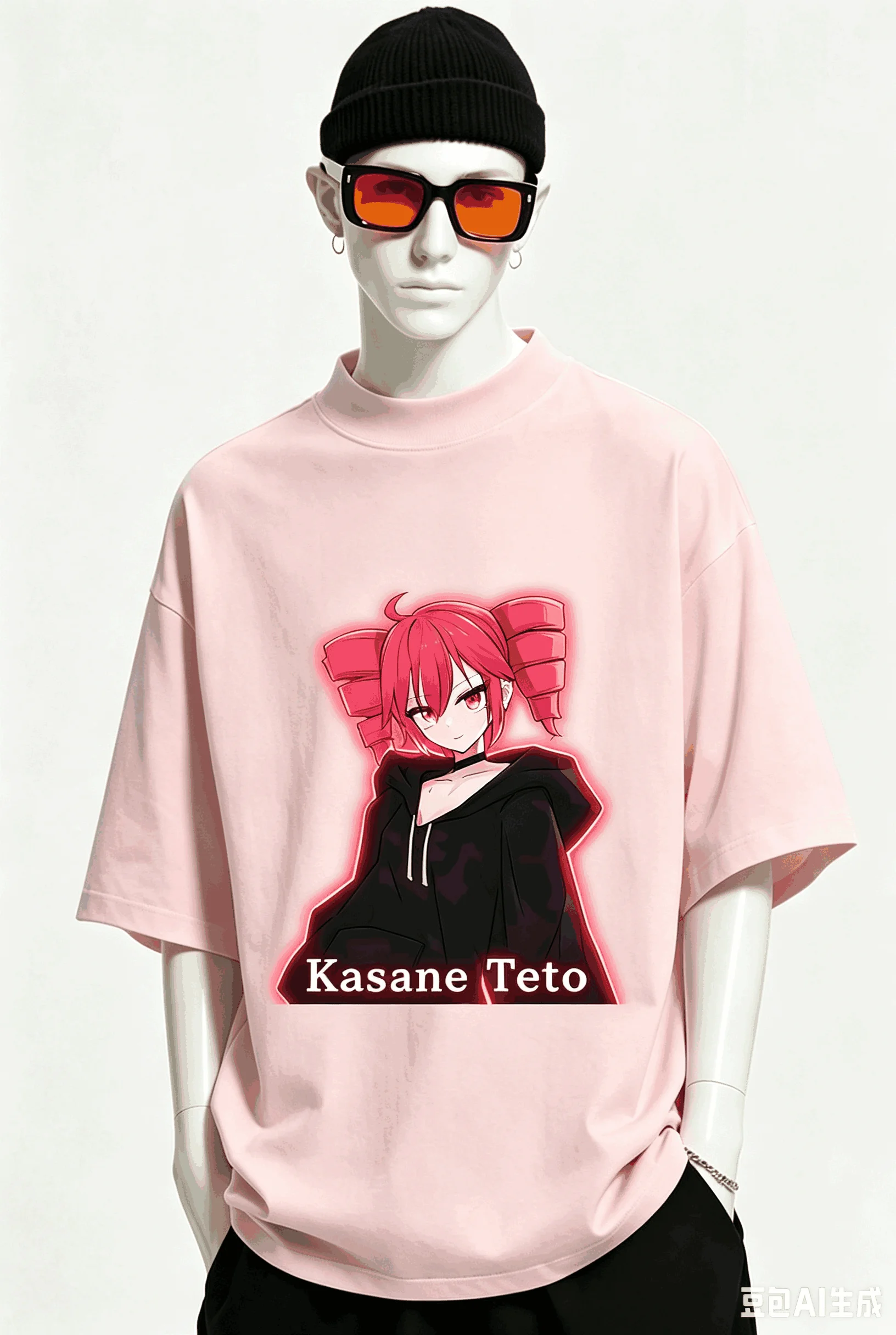 Kasane Teto Übergroßes Unisex-T-Shirt mit Grafikdruck und Rundhalsausschnitt für Männer und Frauen, hochwertige Y2k-Kurzarm-Streetwear aus weicher Baumwolle – Detail 13