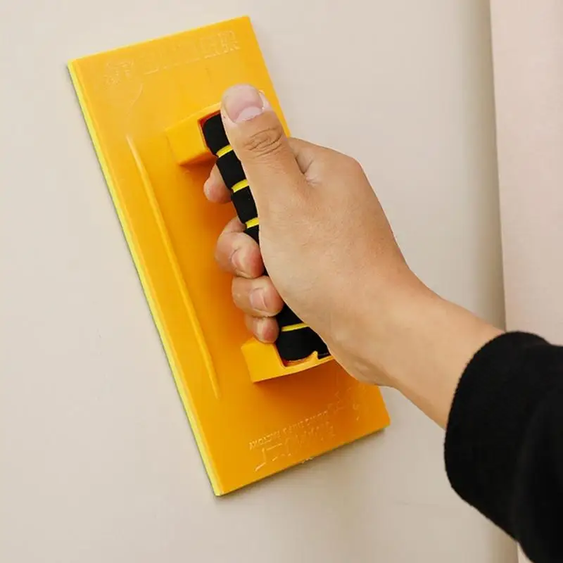 Manual Sanding Block with Flat Rectangular Base, Covered Hand Grip and Adhesive Face for Sanding Wall and Areas D2RD