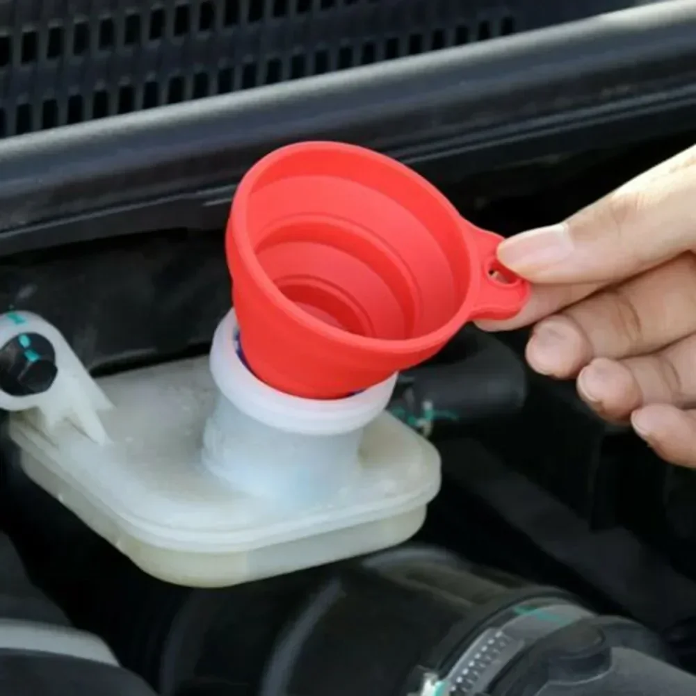 Car Collapsible Funnel 7cm×6cm Silicone Car Oil Gasoline Filling Tools Diameter 9mm Simple Practical Tools Universal- Foldable