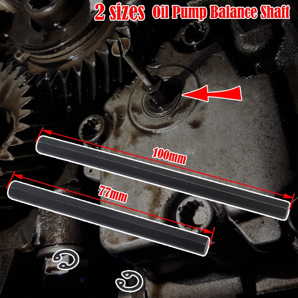 77mm/100mm Oil Pump Drive Key For VW Audi Seat Skoda Hex Allen Balance Shaft With Securing Ring Circlip 03G115281E 03G115281F