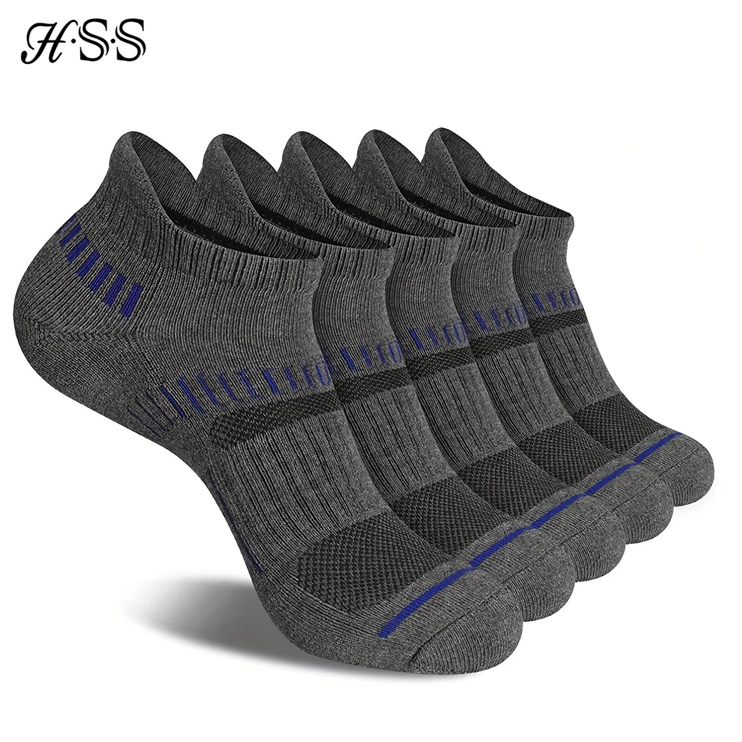 HSS 5Pairs/Lot Men's Athletic Ankle Socks Performance Cushioned Breathable Low Cut Tab Sock With Arch Support