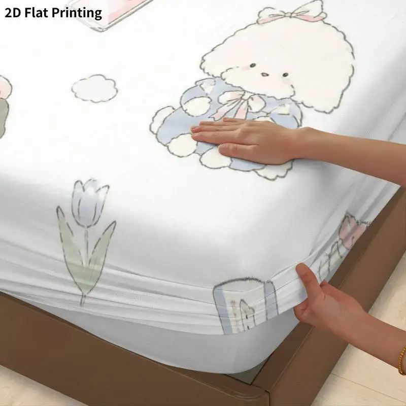 3Pcs Bearmonkey Fitted Sheet Three Piece Set (1*Fitted Sheet + 2*Pillowcases, Coreless), Bedding Set.