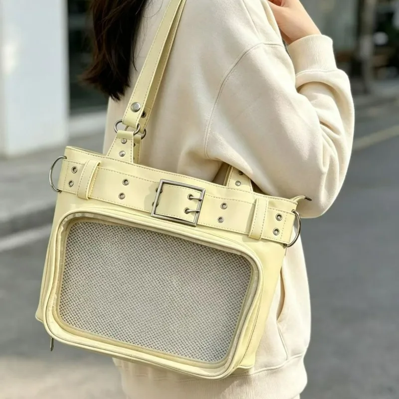 Women PU Shoulder Bag with Hidden Compartment Concert Hidden Light Board Stand Storage Large Capacity Lightweight Tote Ita Bag