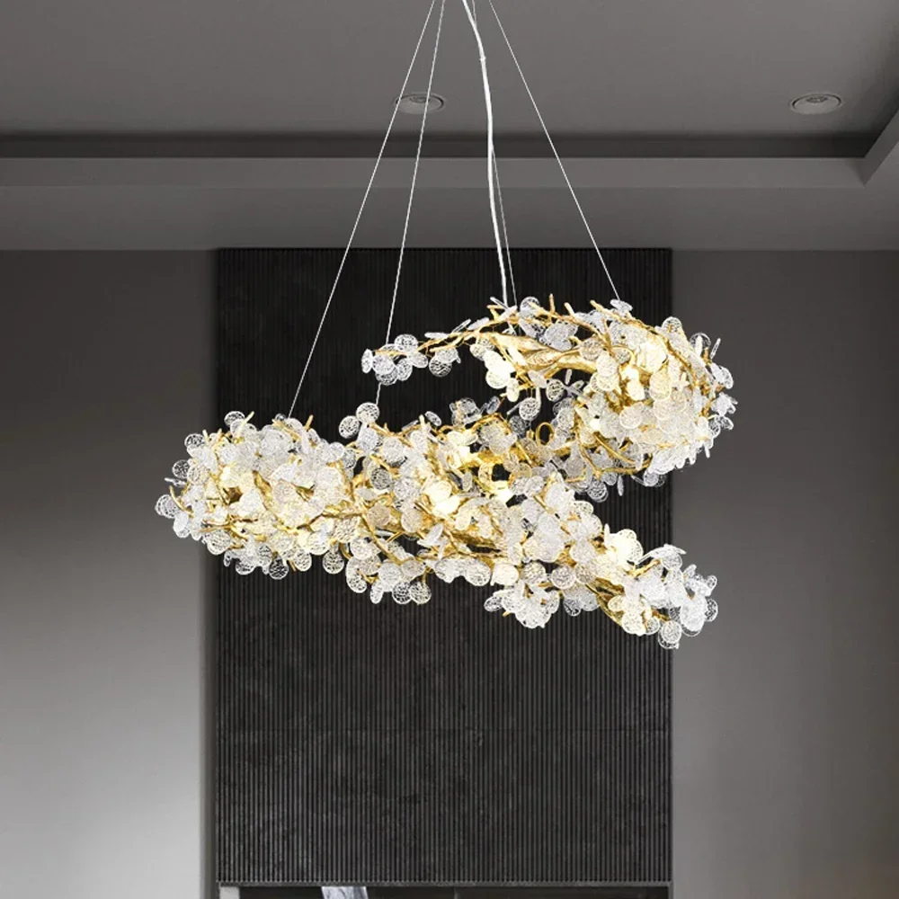 

Art Designer Luxury Villa Chandelier Modern Lighting Gold Led Hanging Living Room Bedroom Light Fixture