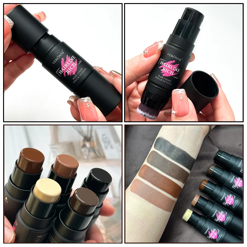 2-in-1 Hairline Filling Cream Stick-Hairline Rich Stick with Brush,Waterproof Matte for Gray Roots & Thinning Hair Concealer