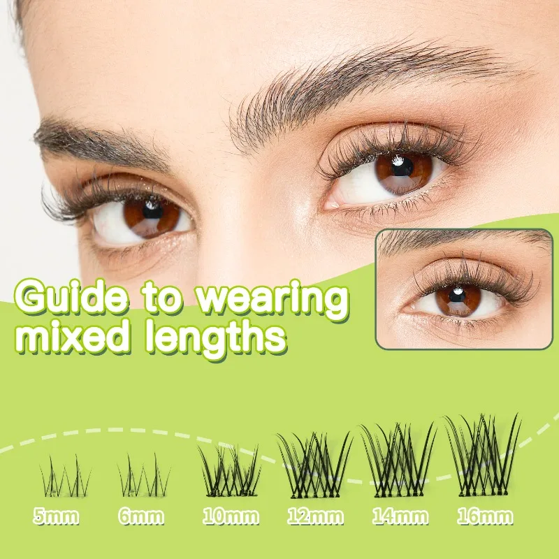 

JIZI-LASH Self Adhesive Cluster Lashes Lower Eyelash Natural Soft DIY Glue-Free Individual Eyelashes Extensions Kit Makeup Tools