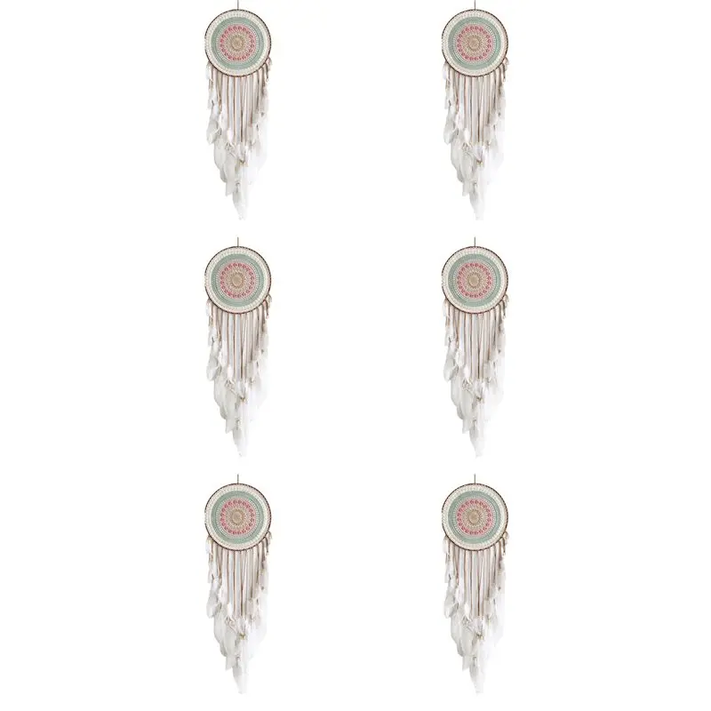 

ABFU-6X Woven Round Dream Catcher With Feather Tassel For Bedroom Hanging Decoration Cute Pendant For Home Decor,A