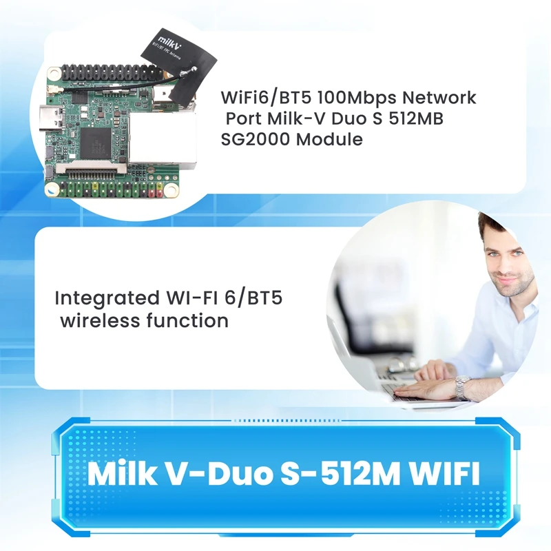 Milk-V Duo S 512M-WIFI Development Board RISC-V Linux Wifi6/BT5 100Mbps Network Port Milk-V Duo S 512MB SG2000 Module