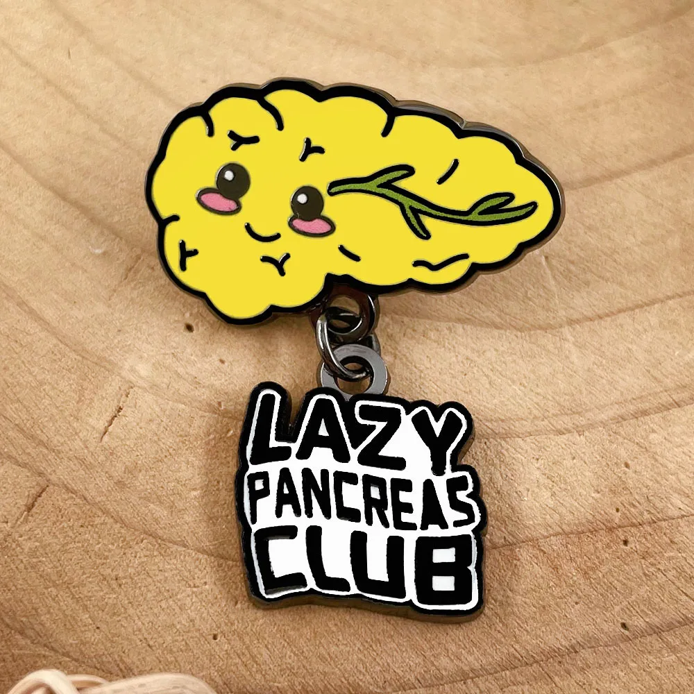 Cute Cartoon Pancreas Brooch Lazy Pancreas Club Creative Badge Fun Body Organ Pin Medical Student Accessory Whimsical Gift