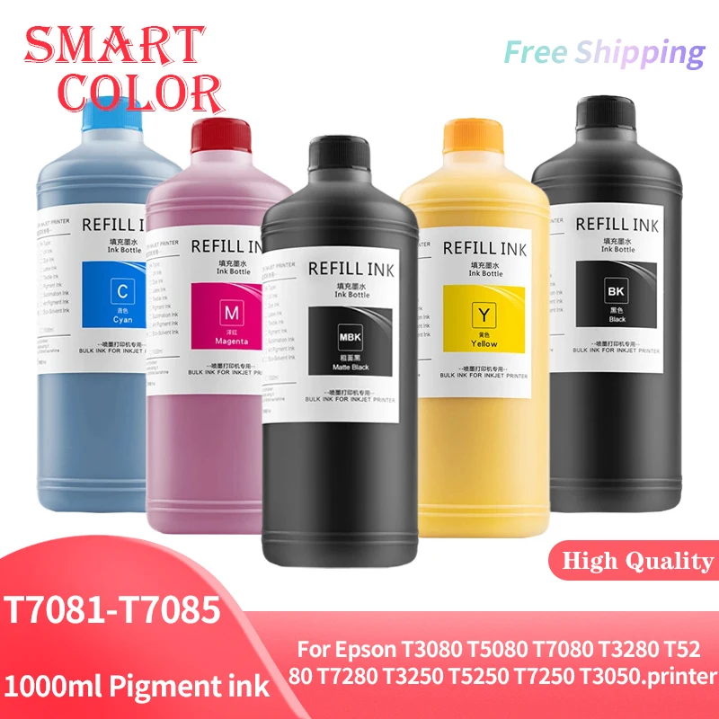 1000ml Pigment ink For Epson T3080 T5080 T7080 T3280 T5280 T7280 T3250 T5250 T7250 T3050 T5050 P10080 P20080 P10000 printer