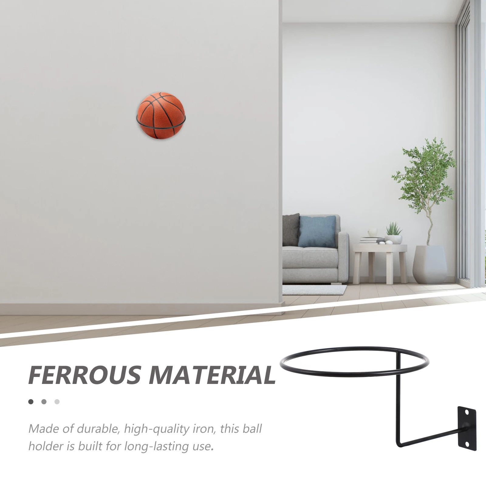 

1Pc Black Wall Rack Cap Holder Basketball Storage Shelf Football Display Stand Iron Holders With Screws