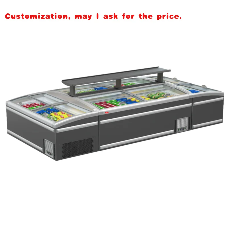 

на заказ. Заводская прямая двухтемпературная островная морозильная камера, холодильник, коммерческое использование, супермаркет и магазин