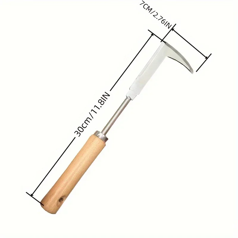 Stainless steel gap weeding tool, L-shaped multi-purpose garden hand tool, used for clearing weeds in yards, terraces, and lanes