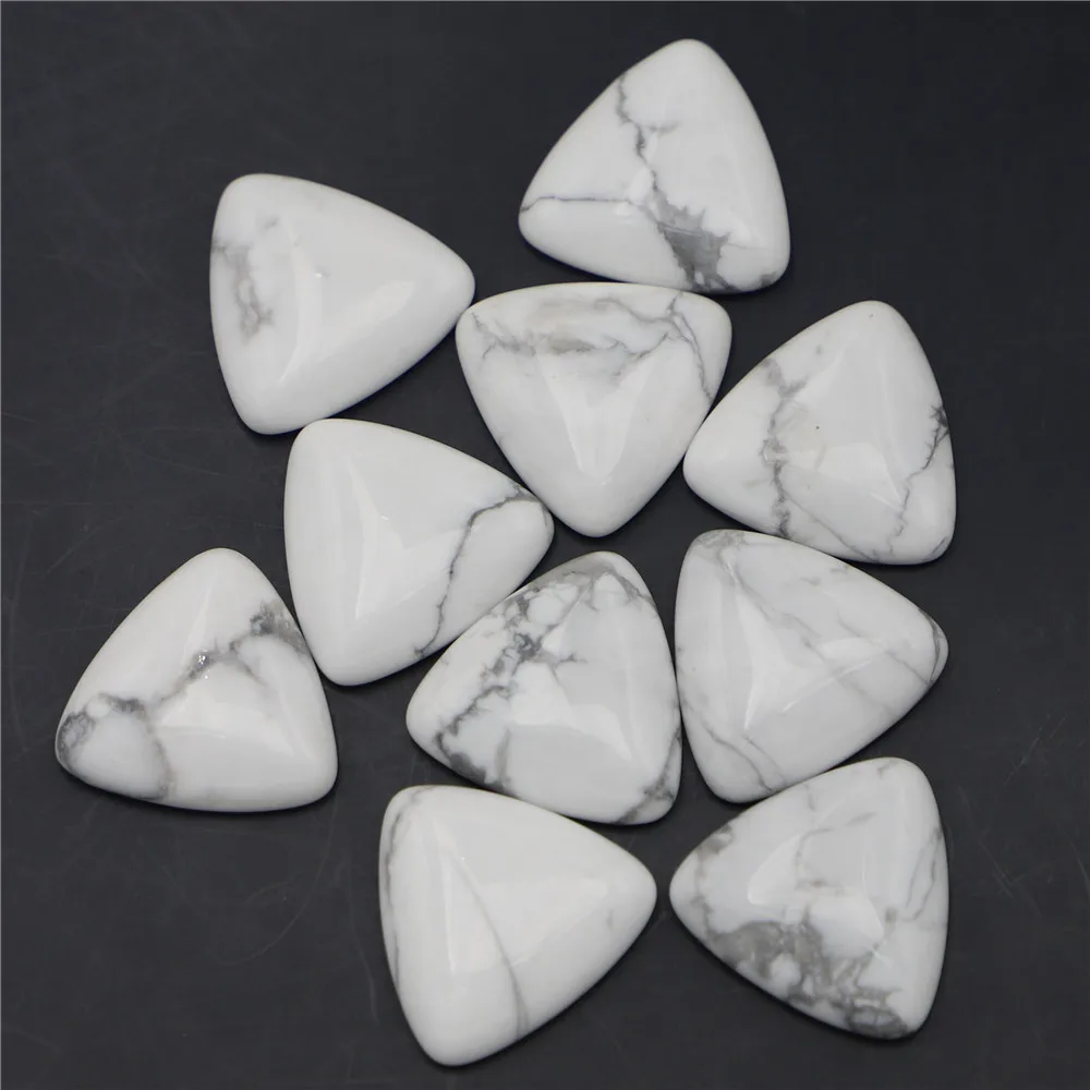 

New 25x25mm Natural Stone Howlite Triangle Cabochon Setting Beads for Jewelry&Clothes Accessories Wholesale 12pcs Free Shipping