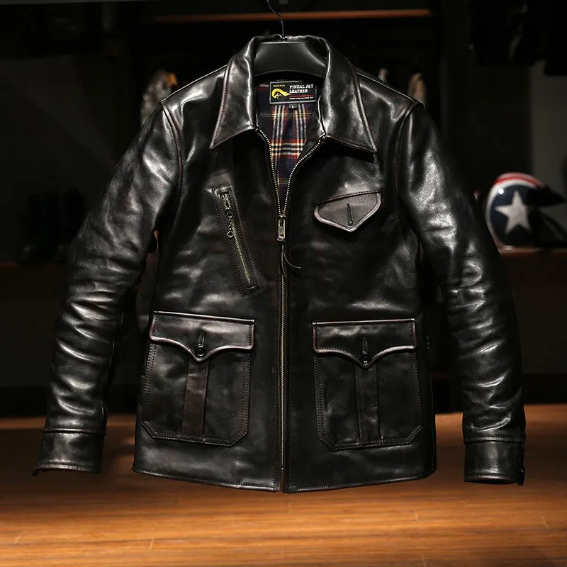 Handmade tea core top layer leather for men casual newsboy