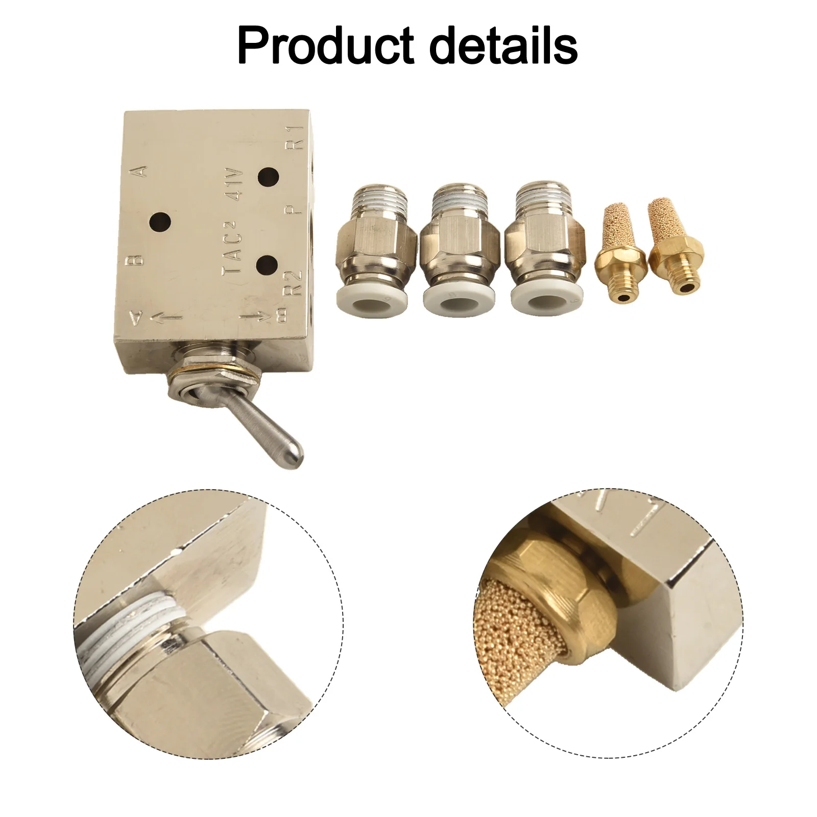 TAC2-41V Pneumatic Valve 2 Position 5Way 1/8 Mechanical Valve With 6mm Connector 0~0.9MPa 0~60℃ Pneumatic Switching Valve