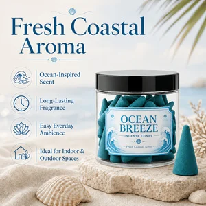 Ocean Breeze Incense Cones Long Lasting Fresh Sea Scent Aromatherapy Cone Incense For Home Yoga Meditation Deodorization Air Fre