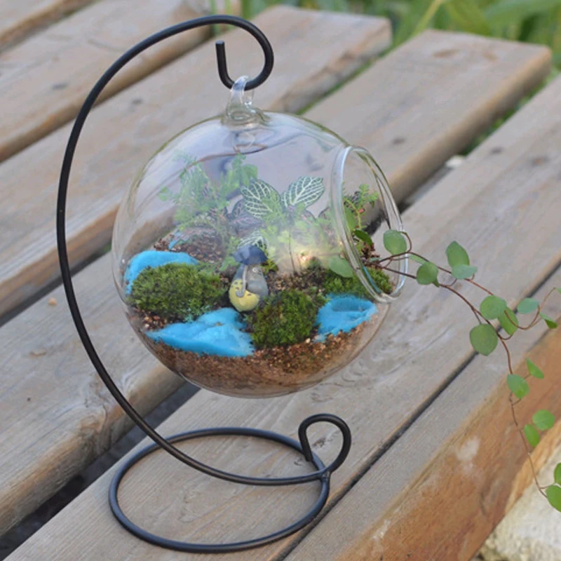 8Cm Hanging Glass Flowers Plant Vase Stand Holder Terrarium Container Candlestick Tealight Holder Home Decor