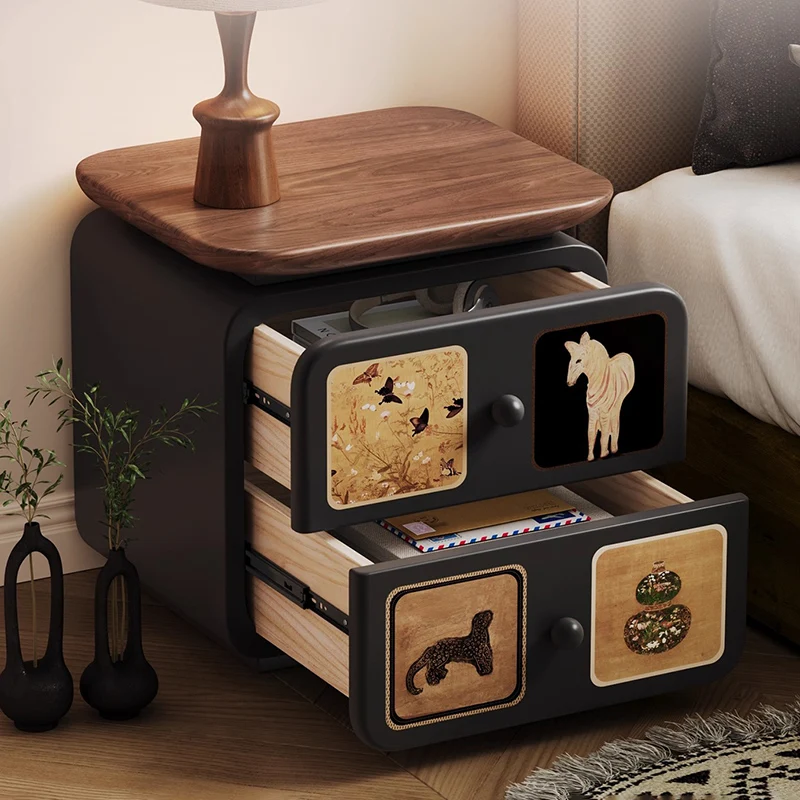 Coffee Bedroom Nightstand Mobile Cabinets Drawers Luxury Storage Organizer Bedside Table Wood Mesitas De Noche Home Furniture