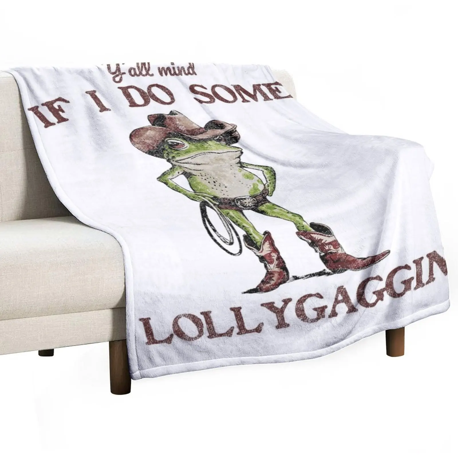 Y'all Mind If I Do Some Lollygagging Meme Cowboy Frog Throw Blanket blankets and throws Multi-Purpose halloween Blankets