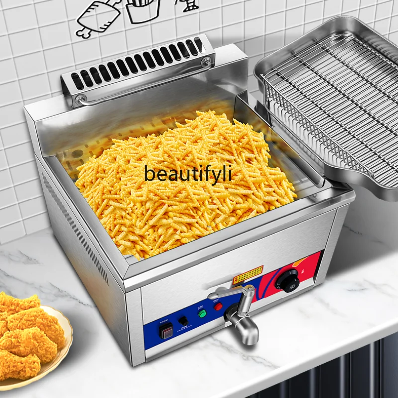 

Electric Fryer Thickened 220V Deep Frying Pan Commercial 17L Deep Frying Pan Fry Twisted Dough-Strips Machine Large Capacity