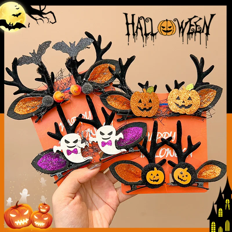 Hot Halloween Creative Witch Evil Pumpkin Antlers Funny Bats Children's Dress Up Hairpins Adult Festival Party Hair Accessories