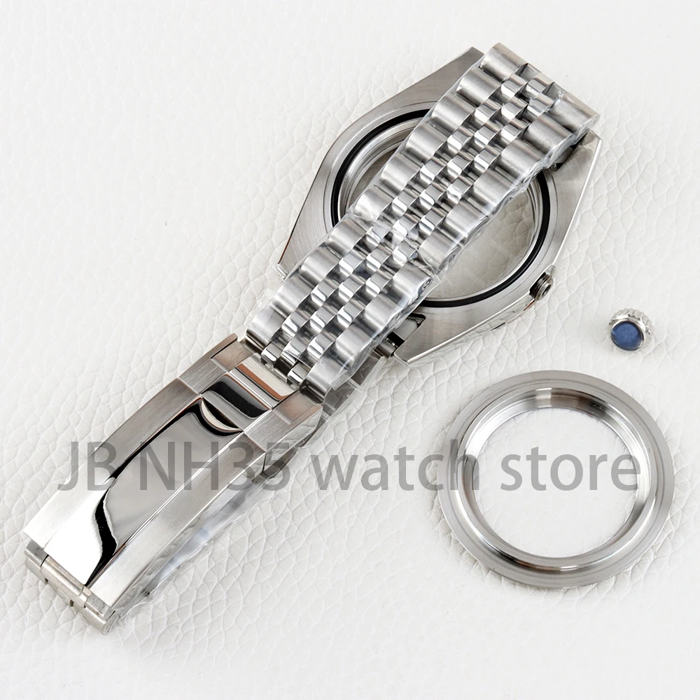 36mm/39mm NH35 Case Silver Soild Stainless steel Sapphire Glass Waterproof Watch Cases for Datejust NH35 NH36 Automatic Movement image 6