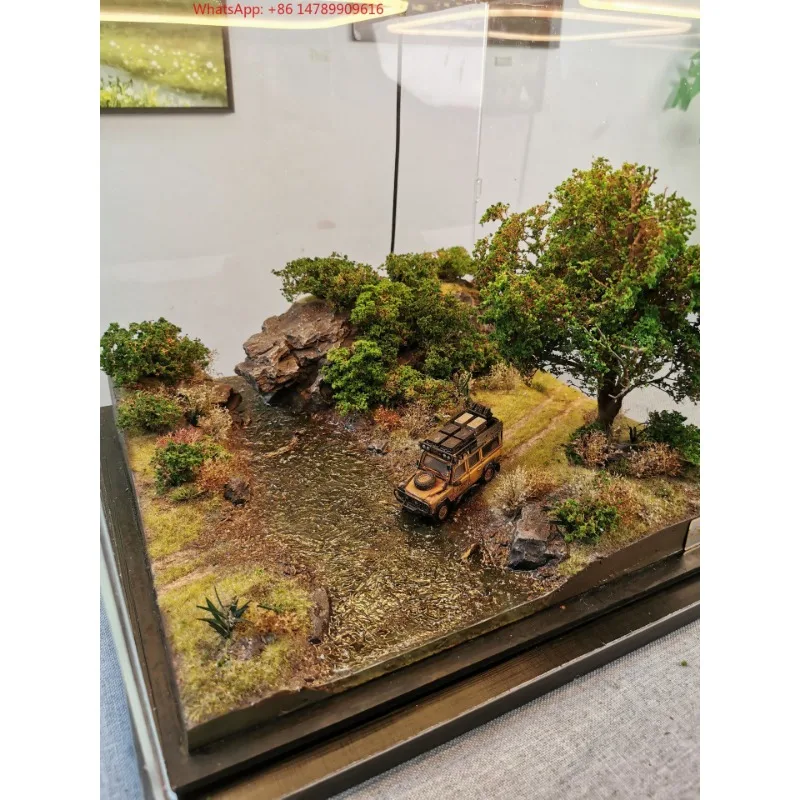 Handmade 1:64 car model wild stream scene platform handmade finished product tensile ornament miniature sand