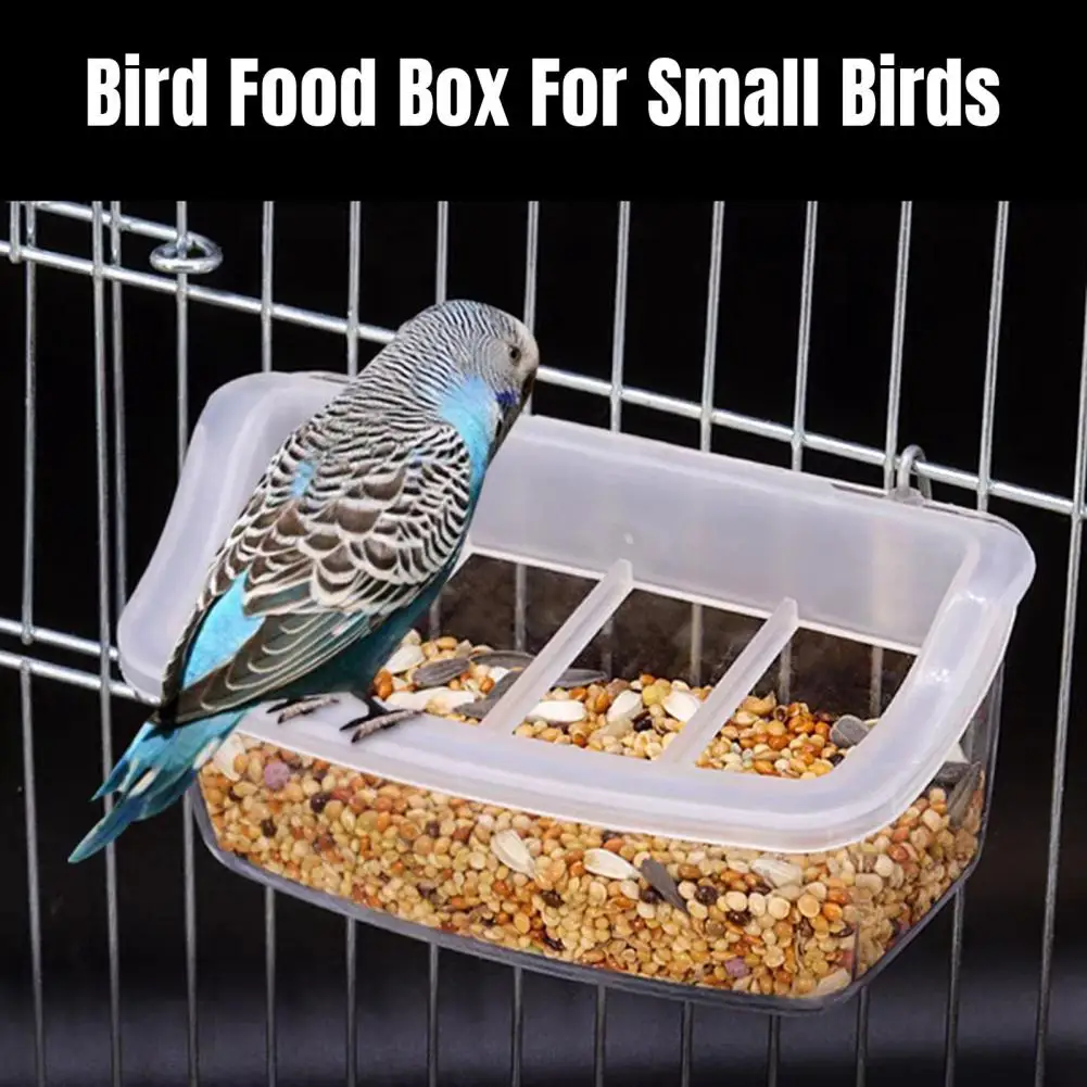 Bird Food Box for Small Birds Transparent Hanging Parrot Feeder Drinker Bowl for Cage Birds Anti-spill Water Tank Food for Pet