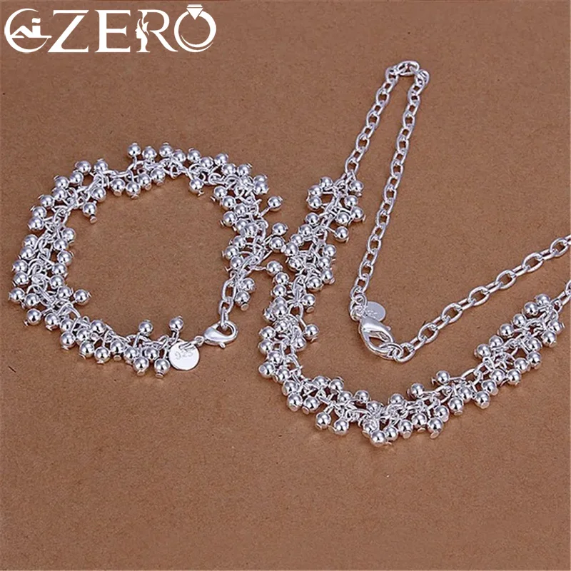 

Hot charm 925 sterling Silver Bracelets necklace Jewelry set for women Beautiful Fringe line frosted beads Fashion Party Gifts