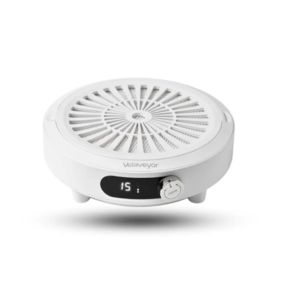 

Rechargeable Cordless Nail Dust Collector 3800 RPM Low Noise Vacuum Fan with LED Display Adjustable Speed White Reusable Filter