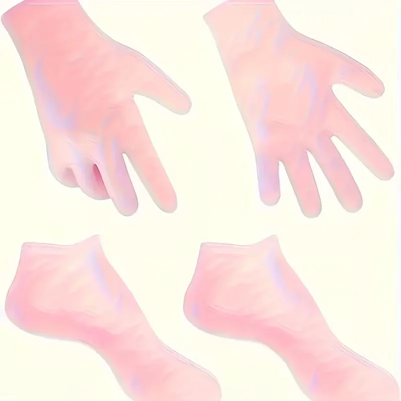 Silikon-Feuchtigkeitssocken & Handschuhe Set für trockene, rissige Haut, 4-teilige wiederverwendbare, rutschfeste Behandlung, unparfümiert – Detail 8