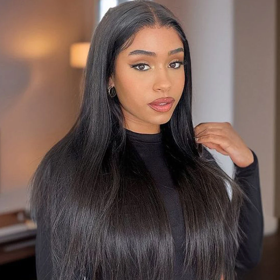 

13*5*2 Bone Straight T Lace Wigs For Black Women Brazilian 180% Density Silky Straight Transparent Human Hair Lace Front Wigs