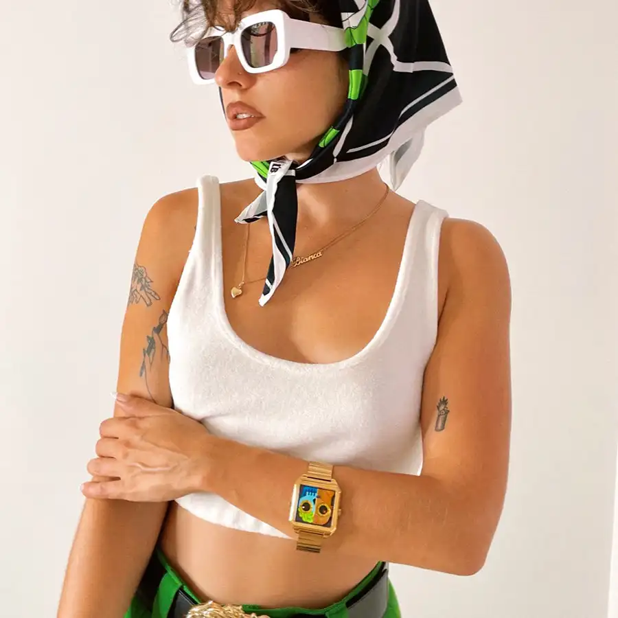 HappieWatch Couple Watches Band Wristwatches for Men And Women with Date Moon Phase Quartz Movement Stainless Steel Case