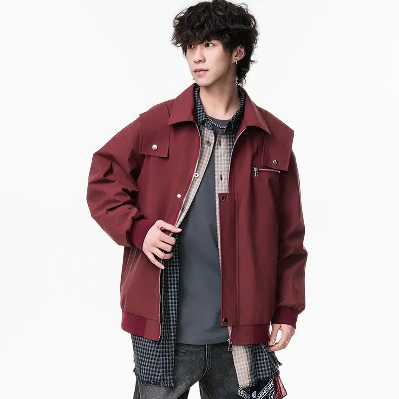 

Casual Workwear Jaet Coat Men's Sli Autumn Faion Student Set Polyester Long Sve Regular Fit Outerwear for Teens