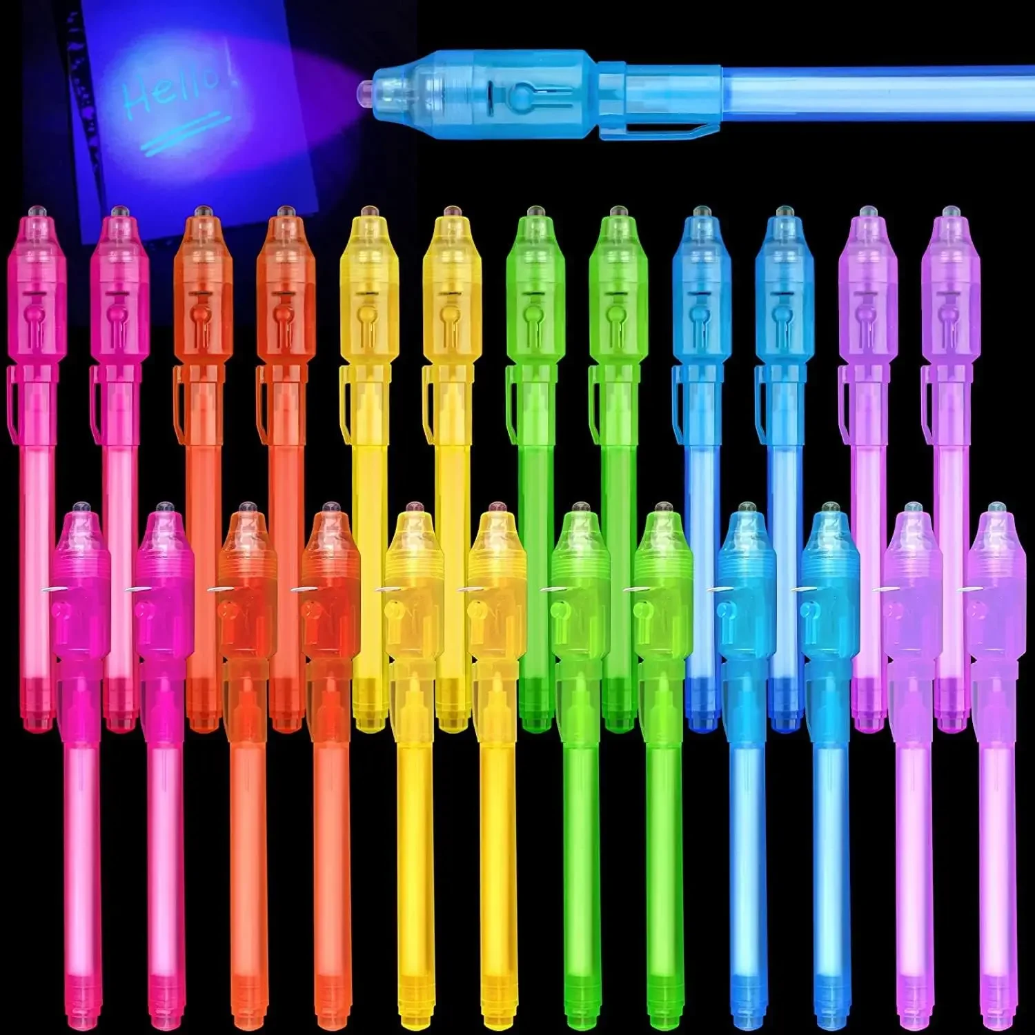 8pcs Invisible Ink Pen with UV Light Spy Pen Magic Marker Spy Pen Invisible Ink Pen Simple Invisible Ink Highlighter Pen School