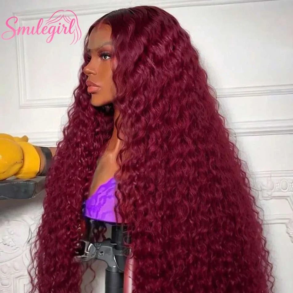 

Парик с глубокой волной, цвет 99J бордовый, с кружевной передней частью 13x6 HD, предварительно прорезанный, кудрявый, из качественных человеческих волос для чернокожих женщин.