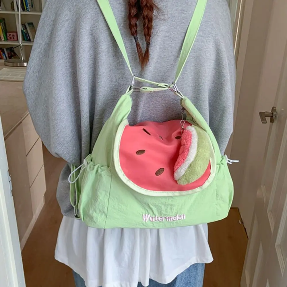 

Fashionable Dopamine Color Fruit Nylon Backpack Korean Style Large Capacity Cloth Messenger Bag Tote Bag Creative Book Bag Women