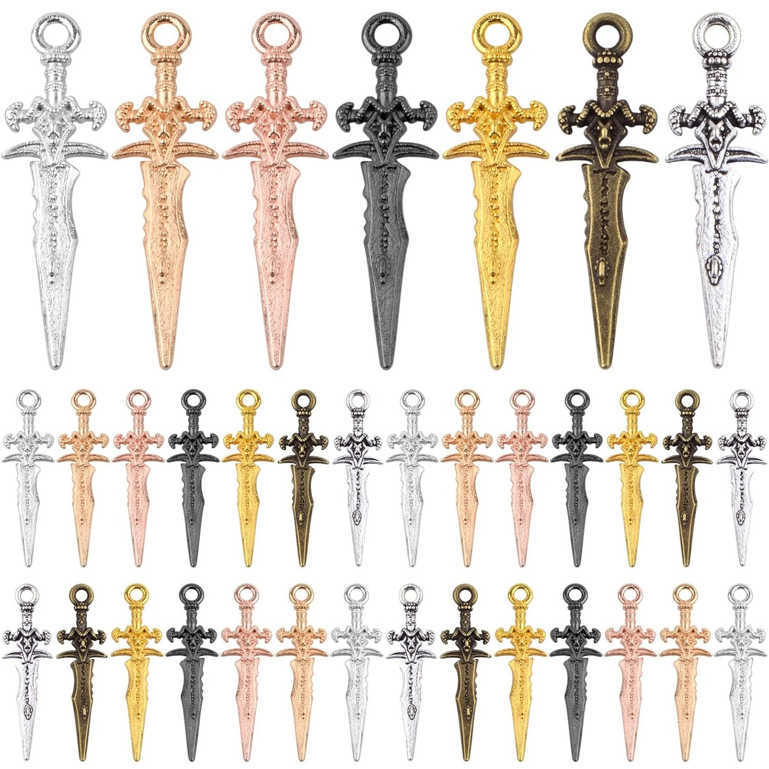 

100 шт. подвесок в форме длинных мечей, тибетские подвески-сабли из сплава, закладки-подвески для изготовления ожерелий, браслетов и ювелирных изделий своими руками