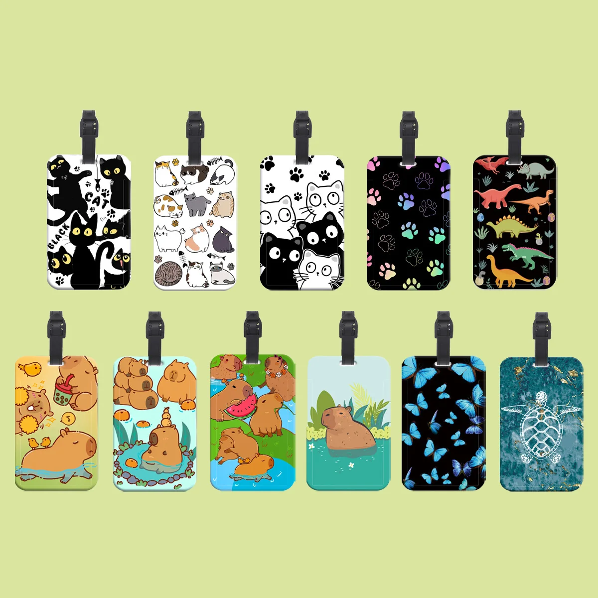 Cute Black Cats Travel Luggage Tags Suitcase Cartoon Animals ID Address Holder Baggage Boarding Tags Portable Label Accessories