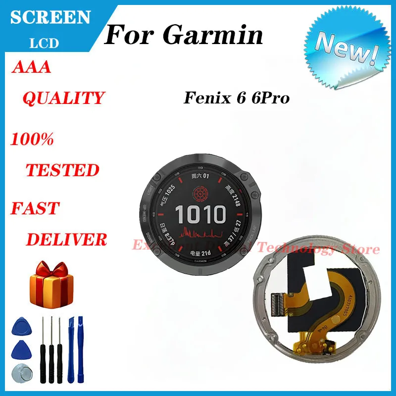 Schermo LCD per GARMIN Fenix 6 Pro Sapphire Fenix6 Pro Sapphire argento/pannello LCD grigio carbonio parti di ricambio sportive