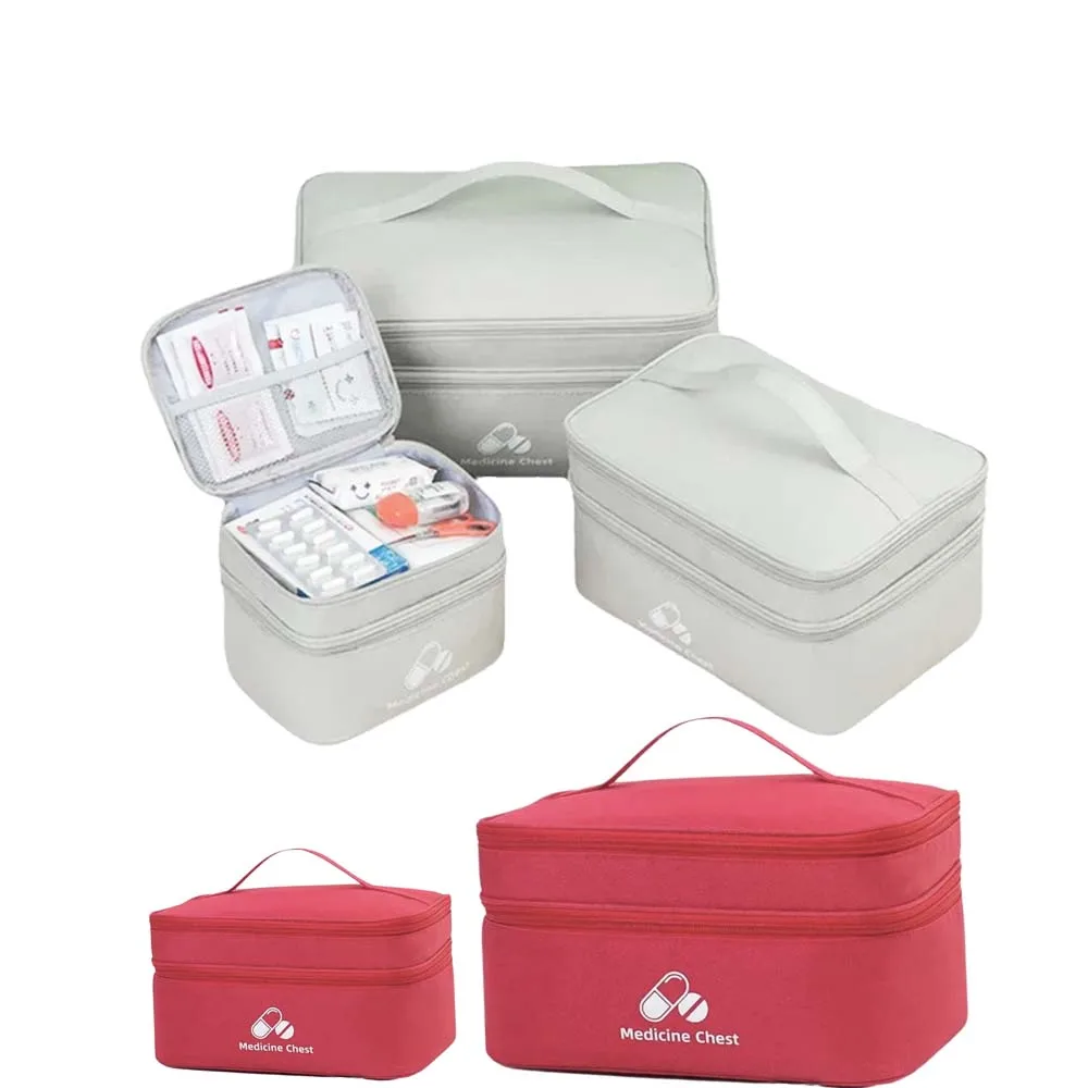 حقيبة طبية ذات سعة كبيرة ذات طابقين، مجموعة الإسعافات الأولية للطوارئ متعددة الحجم في الهواء الطلق، حقيبة تخزين الأدوية المحمولة، منزل جديد #1