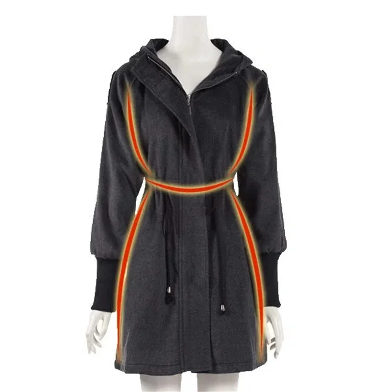 New Medium Long Coat Wool Female 2022 Autumn/Winter Fat mm Plus Loose Matching Thin Hooded Bat Sleeve Coat Solid Color Commuting